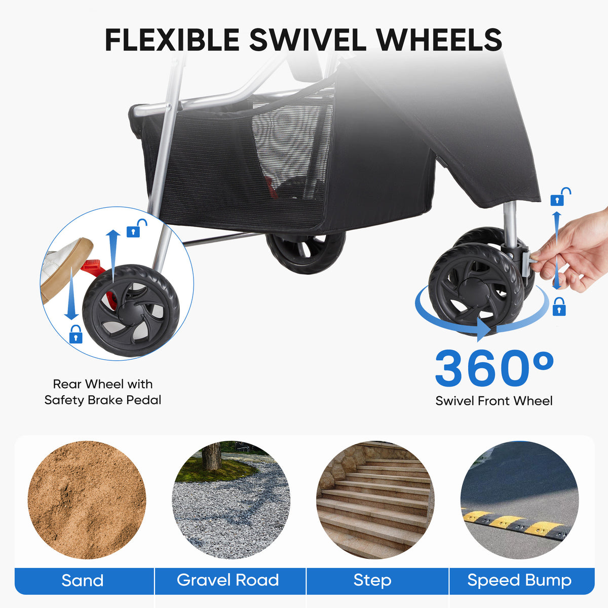 Pet Stroller for Dogs and Cats Foldable,Lightweight, and Durable Ideal for Small to Medium Pets Includes Storage Basket