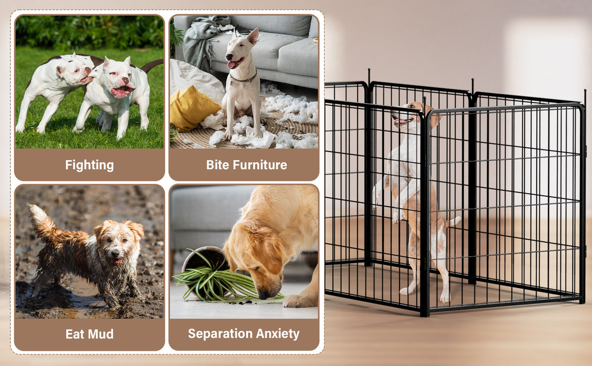 Dog Playpen Indoor Outdoor, 24" Height 8 Panels Fence with Anti-Rust Coating, Metal Heavy Portable Foldable Dog Pen for Large, Medium Small Dogs RV Yard Camping