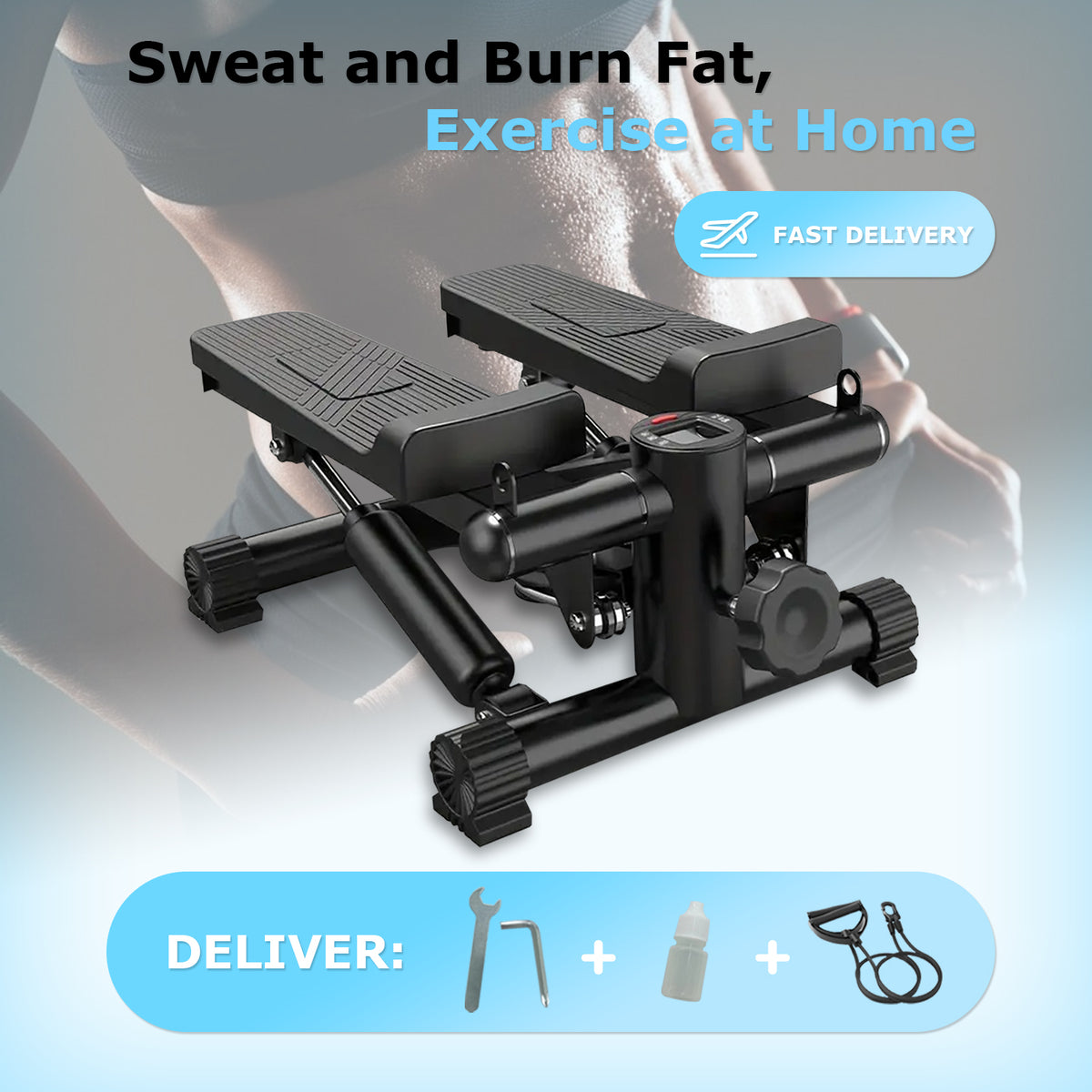 Mini Steppers for Exercise Mini Stair Stepper for Home with Resistance Bands Stepper with LCD Monitor