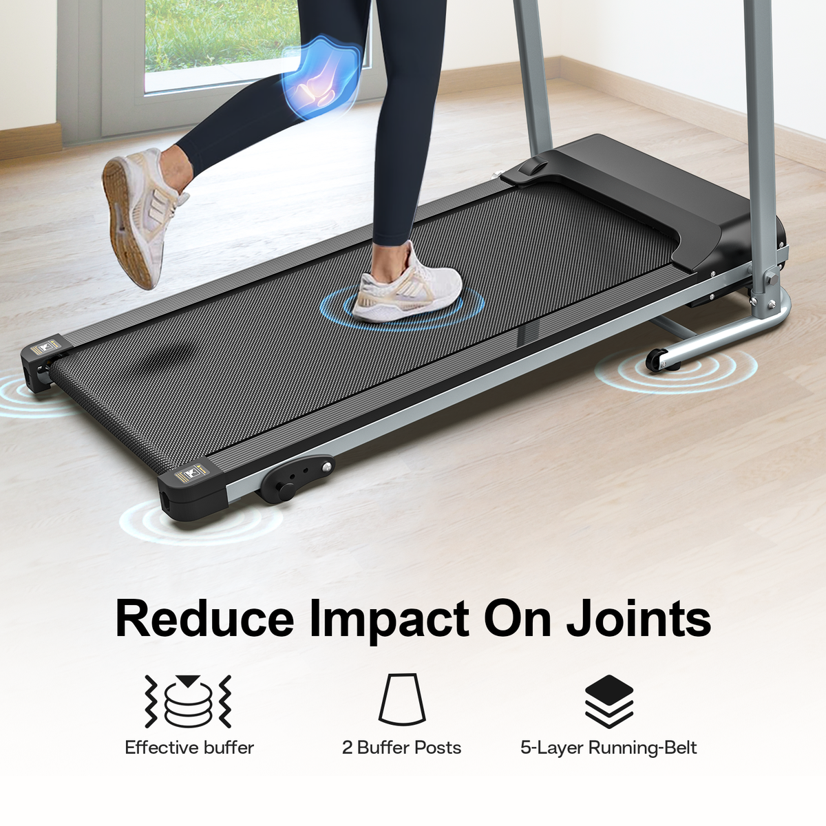 Foldable Treadmill 2.5HP Electric Folding Treadmill Running Walking Machine for Home Gym, Max 265 LBS Weight Capacity