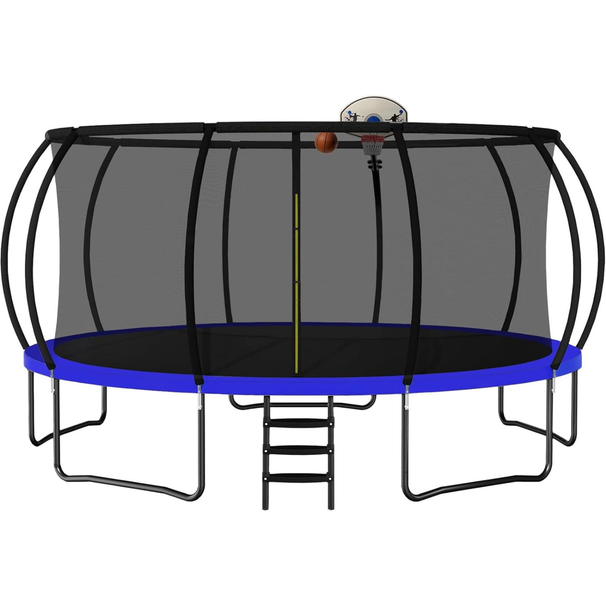 Trampoline 16FT, 12FT, 10FT, Recreational Trampolines with Enclosure Net and Ladder, Outdoor Anti-Rust Trampolines for Kids and Adults, ASTM Approved, Trampoline Outdoor with Basketball Hoop, Ladder, Rebounder Trampoline for Kids Adults with Enclosure Net