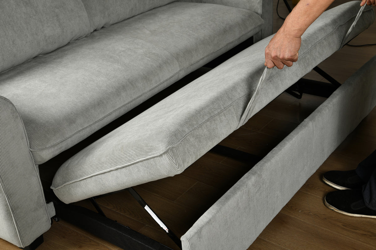 [SantaChoice] 78 Inch 3 in 1 Convertible Sleeper Sofa Bed, Modern Fabric Loveseat Futon Sofa Couch w/Pullout Bed, Small Love Seat Lounge Sofa w/Reclining Backrest, Furniture for Living Room,Light Grey