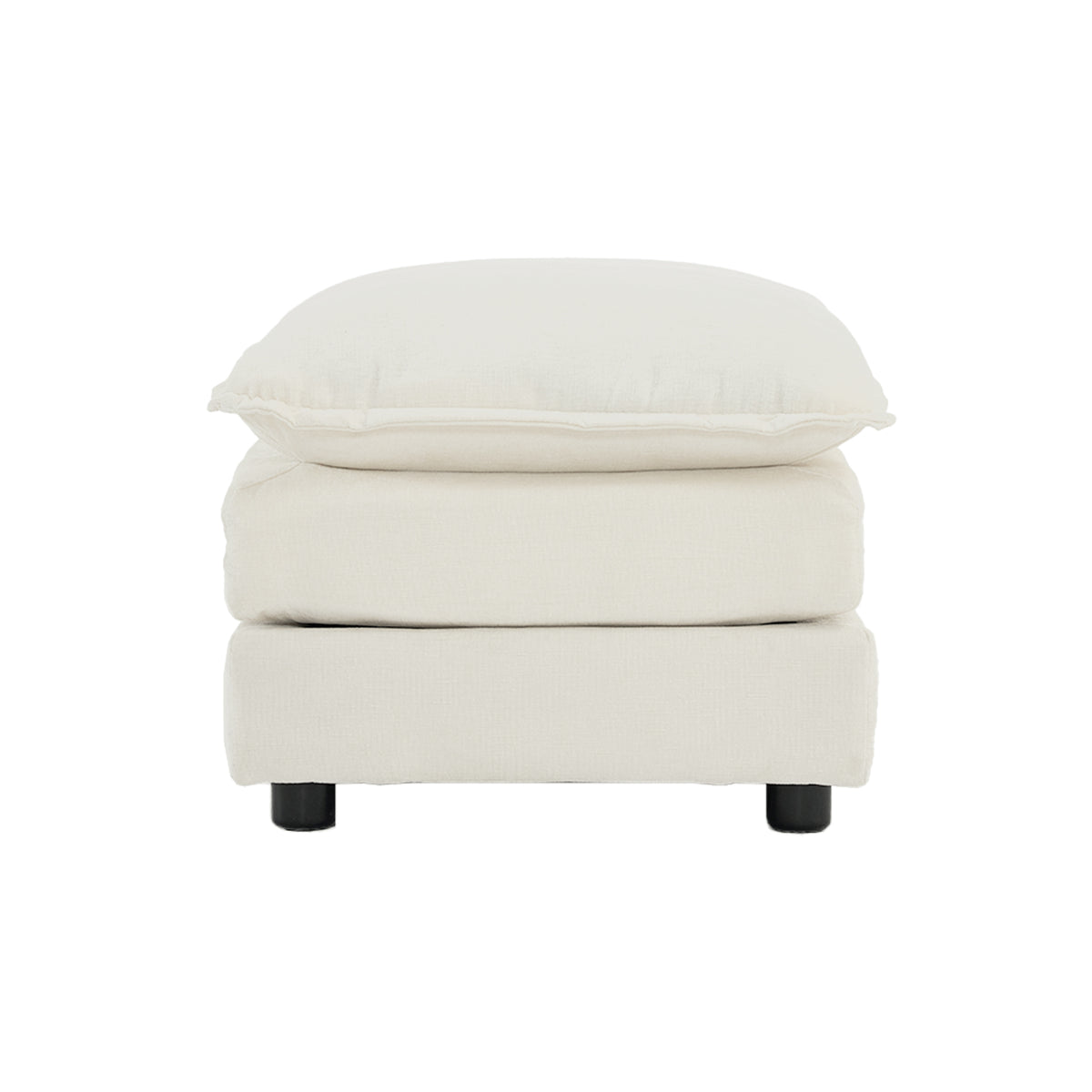 [SantaChoice] Free Combination Comfy Upholstery Modular Oversized L Shaped Sectional Sofa With Reversible Ottoman, White Chenille