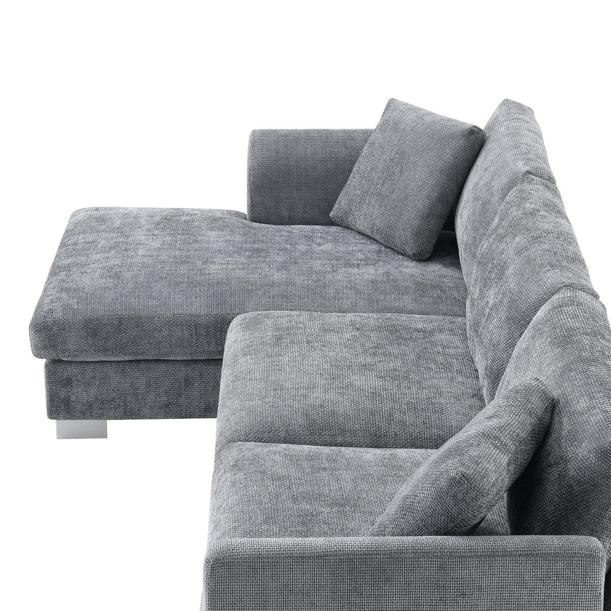 [SantaChoice] 96*56" Modern Cloud Sectional Sofa,L-shaped Luxury Couch Set with 2 Free pillows,4-seat Chenille Indoor Furniture with Oversized Chaise for Living Room,Apartment,Office,3 Colors