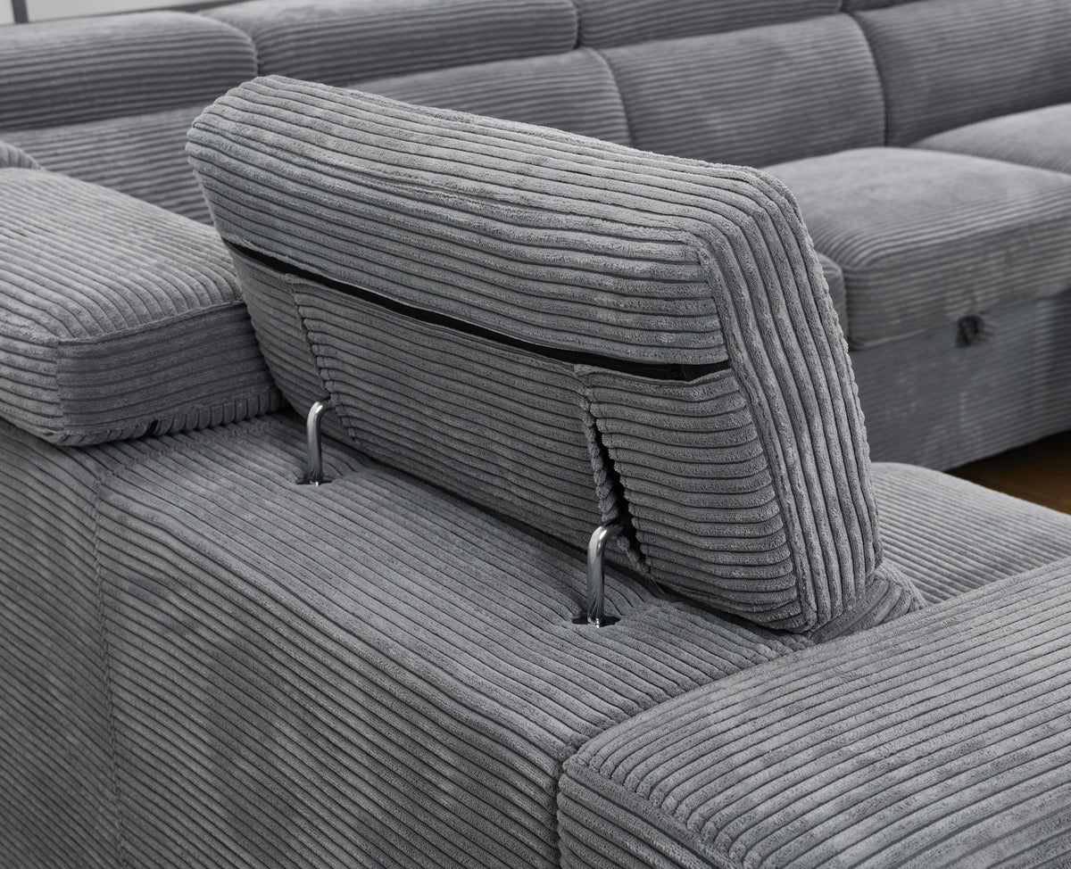 [SantaChoice] 123" Oversized Modern U-Shaped 7-seat Sectional Sofa Couch with Adjustable Headrest, Sofa Bed with Storage Chaise,Pull Out Couch Bed for Living Room ,Dark Gray