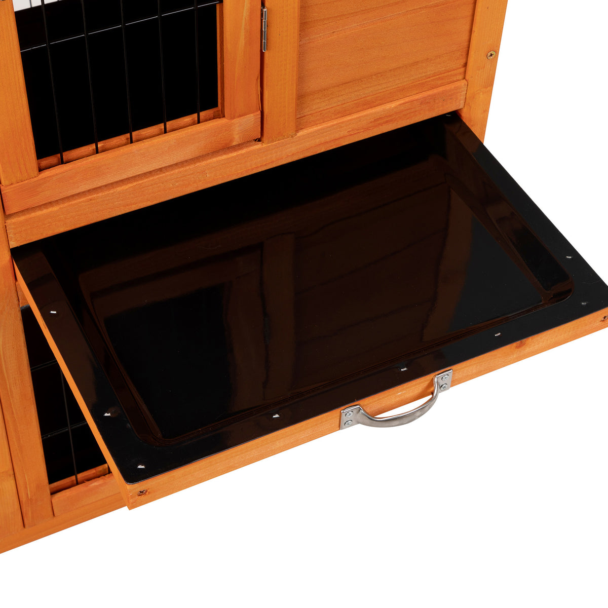 Detachable Rabbit Hutch with Removable Tray and Rolling Casters, Orange