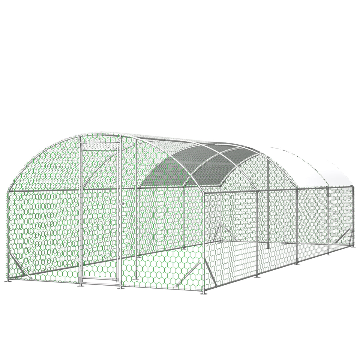 26'x9'x6'Large Metal Chicken Coop,Walk-in Poultry Cage,Chicken Run with Waterproof Cover,Outdoor Backyard Farm,Chicken Rabbits Duck Run Pen,Easy to Assemble And Clean