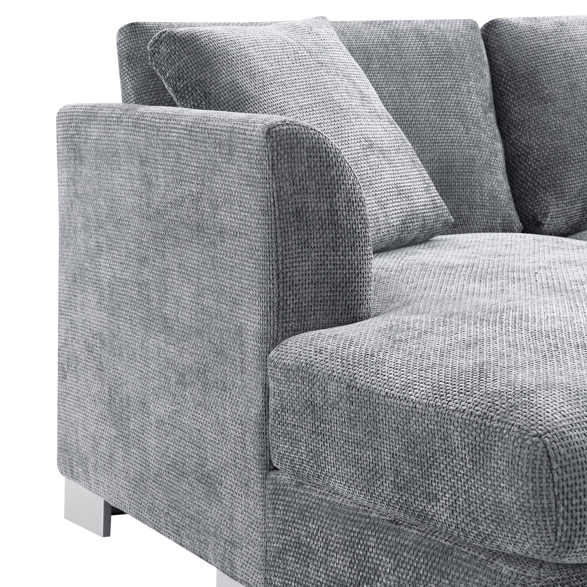 [SantaChoice] 96*56" Modern Cloud Sectional Sofa,L-shaped Luxury Couch Set with 2 Free pillows,4-seat Chenille Indoor Furniture with Oversized Chaise for Living Room,Apartment,Office,3 Colors