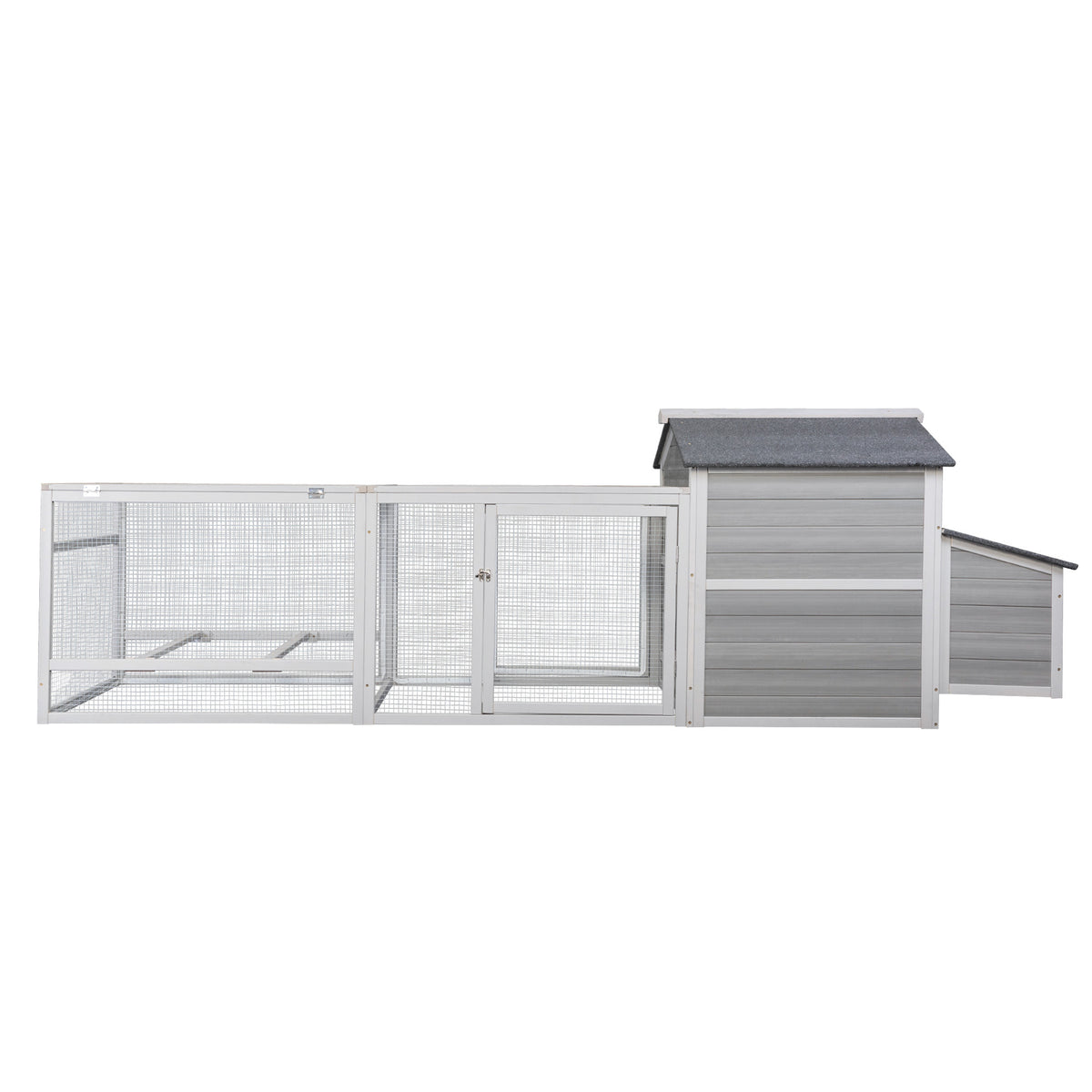 Wooden Chicken Coop Hen House with Doors for Ventilation, Runs and Nesting Box, Gray