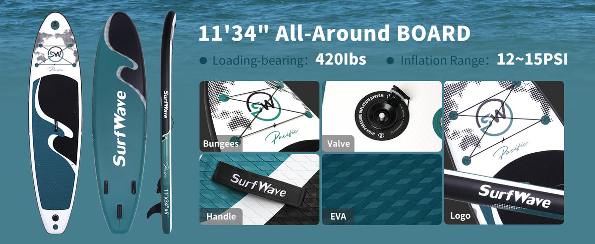 Inflatable Stand Up Paddle Board 11'x34"x6" With Accessories