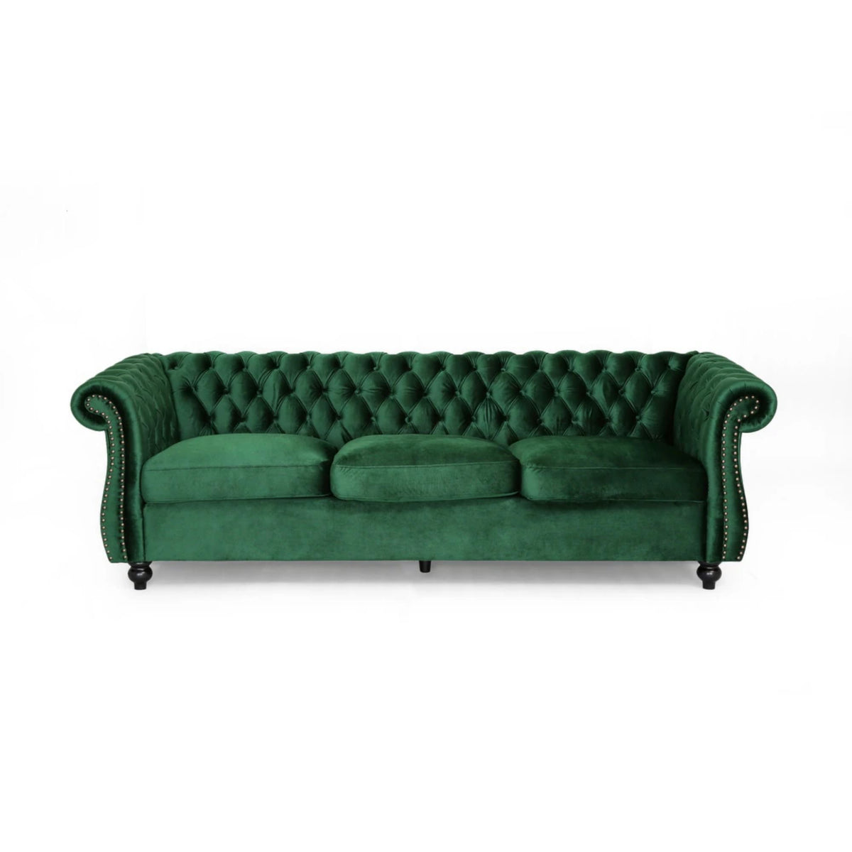 [SantaChoice] Durable 3-Seater Emerald Velvet Sofa, Combining Luxurious Comfort with Christmas Design, Perfect for Elegant Living Spaces, Featuring Plush Upholstery for Relaxation and a Touch of Sophisticated Style