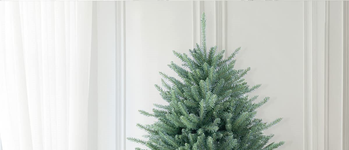 7.5ft Premium Artificial Christmas Tree, Reinforced Metal Hinges, Foldable Base, Blue Spruce Xmas Tree for Indoor and Outdoor