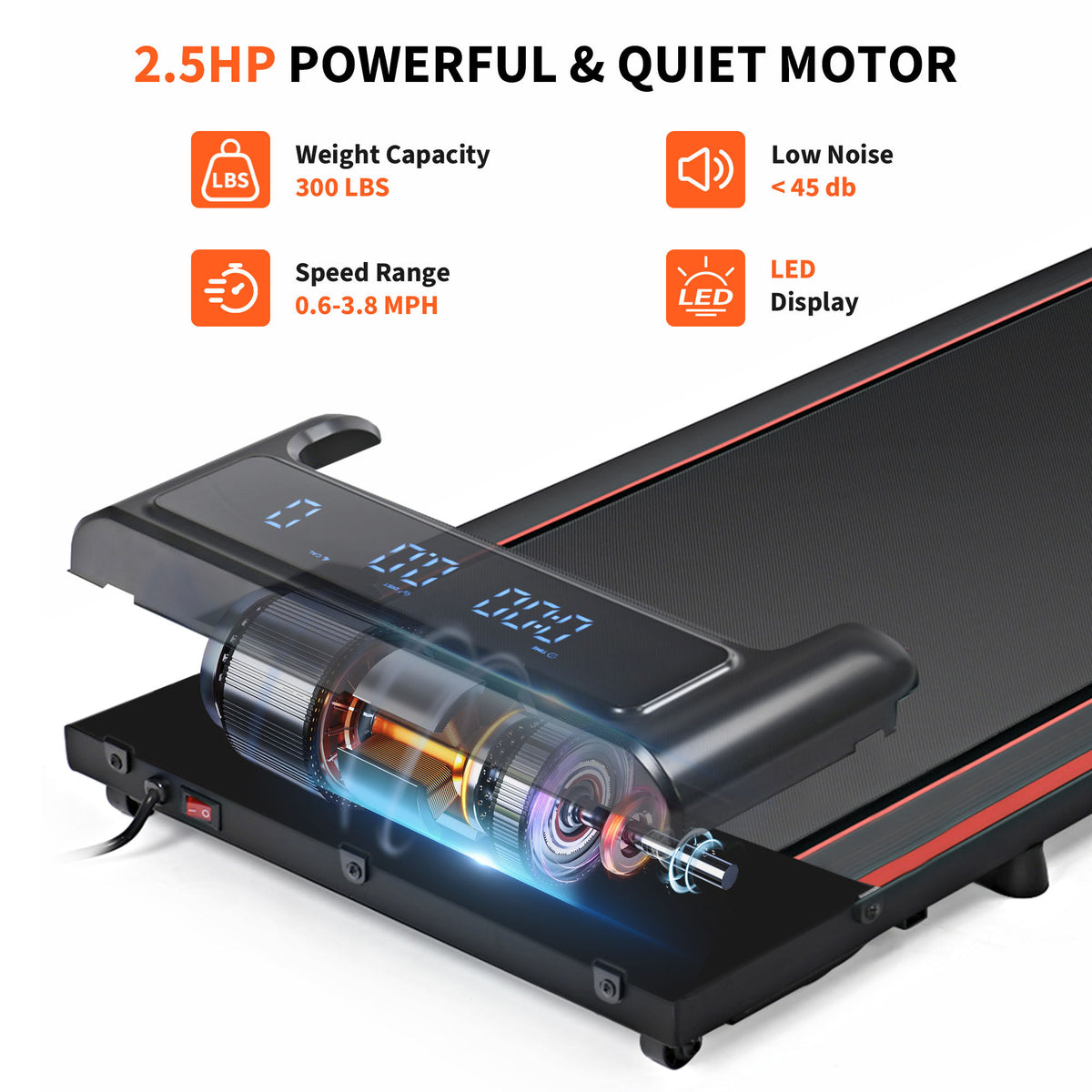 Walking Pad 300 lb Capacity, Desk Treadmill for Home Office, Protable Treadmill Under Desk, Walking Treadmills for Home,0.6 to 3.8 mph Portable Treadmill