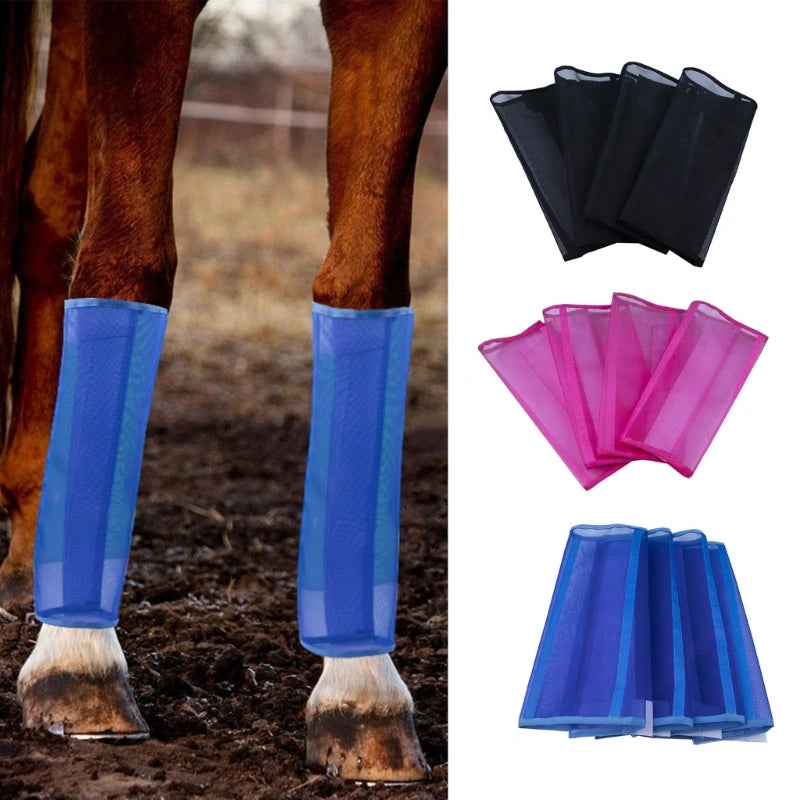 Set of 4 Mesh Fly Boot for Horse Loose Mesh Horse Boot Protective Horse Leg Wraps Horse Leggings for Preventing Flies 094C