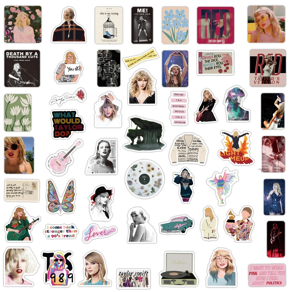 10/30/50PCS Taylor Alison Swift Stickers  Aesthetic Kawaii cute Guitar Laptop Skateboard Notebook Stationery Scrapbook Sticker