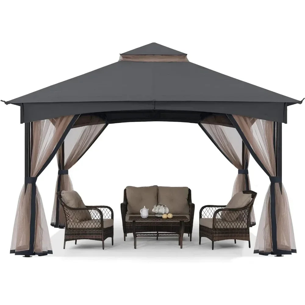 11 X 11 FT Outdoor Patio Gazebo, Outdoors Garden Gazebos with Netting Walls, Easy Installation, Outdoor Patio Gazebo