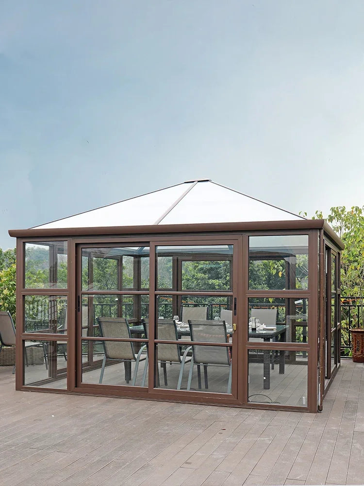 Outdoor gazebo tent villa courtyard glass house roof garden aluminum alloy pavilion terrace shaded sun room