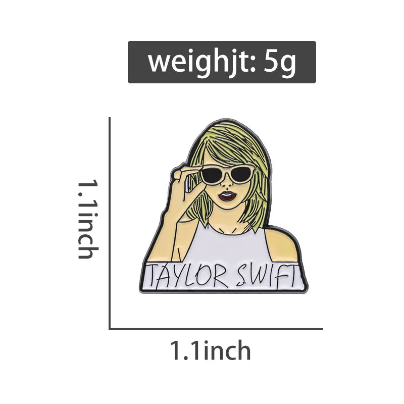 European and American pop singer style creative music peripheral metal badge singer Taylor Swift brooch