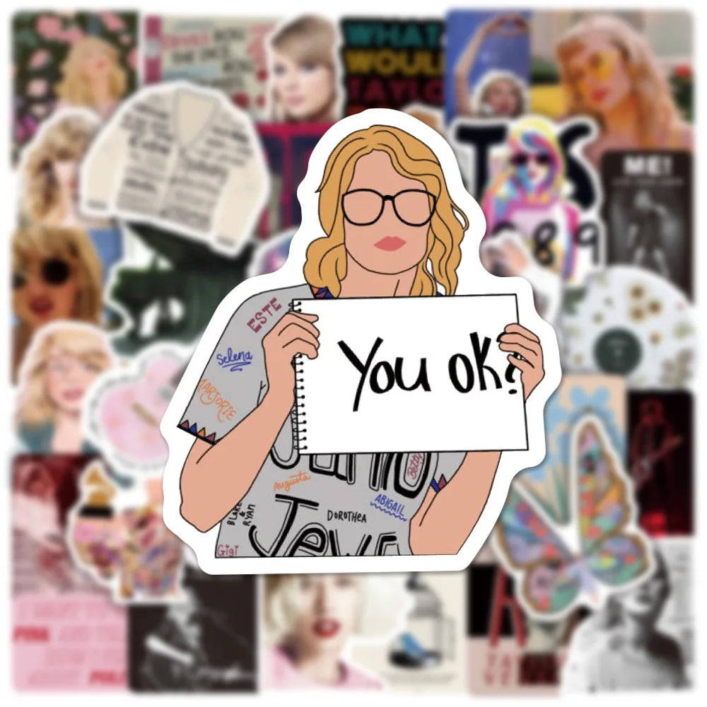 10/30/50PCS Taylor Alison Swift Stickers  Aesthetic Kawaii cute Guitar Laptop Skateboard Notebook Stationery Scrapbook Sticker