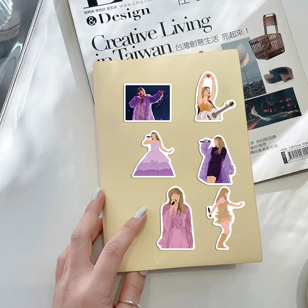10/50pcs Hot Singer Taylor Alison Swift Stickers Aesthetic Kawaii Cute Guitar Laptop  Notebook Stationery Scrapbook Stickers