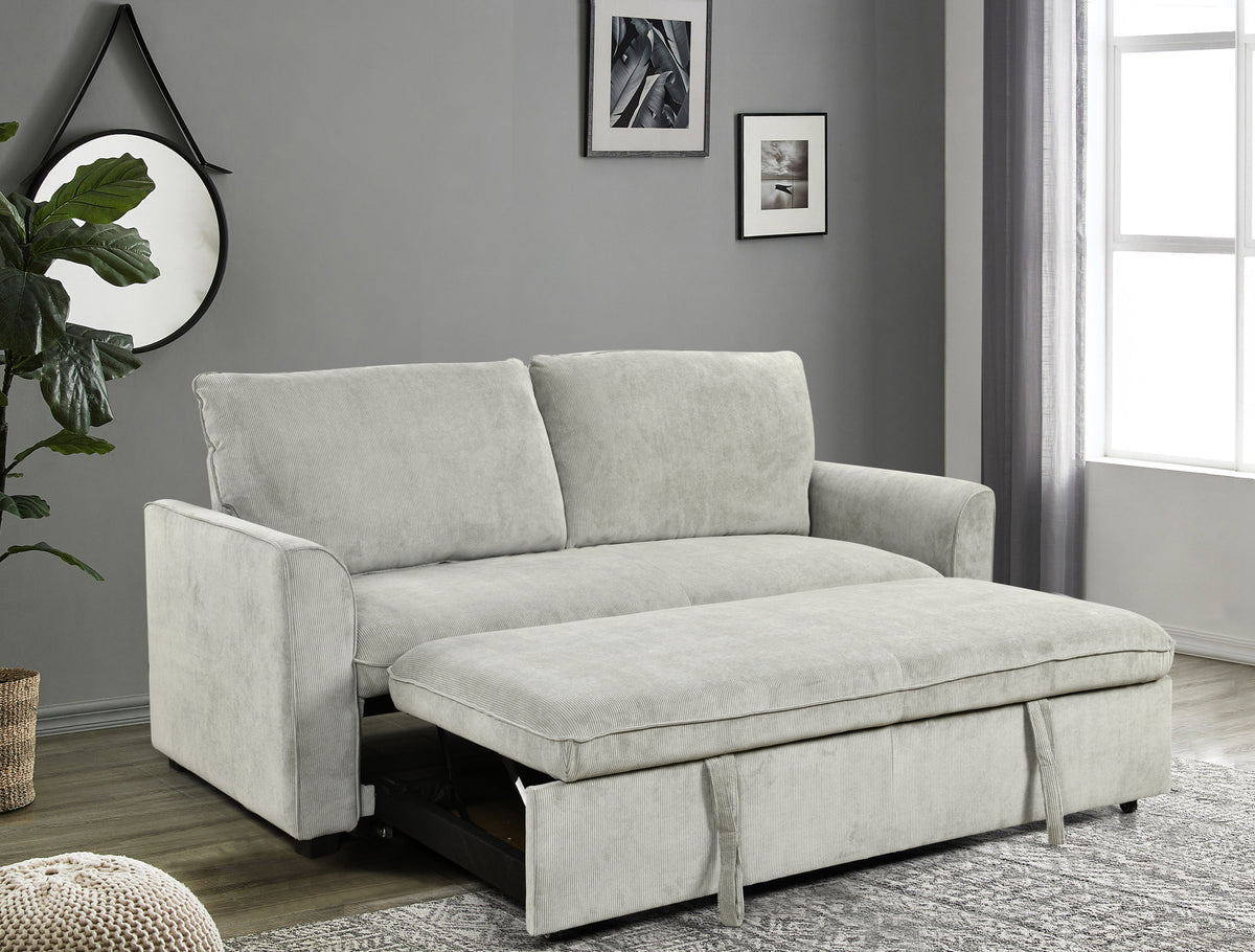 [SantaChoice] 78 Inch 3 in 1 Convertible Sleeper Sofa Bed, Modern Fabric Loveseat Futon Sofa Couch w/Pullout Bed, Small Love Seat Lounge Sofa w/Reclining Backrest, Furniture for Living Room,Light Grey