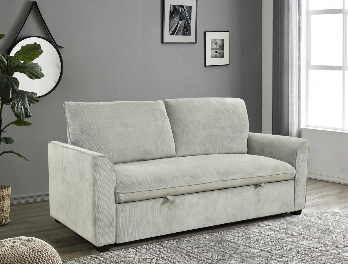 [SantaChoice] 78 Inch 3 in 1 Convertible Sleeper Sofa Bed, Modern Fabric Loveseat Futon Sofa Couch w/Pullout Bed, Small Love Seat Lounge Sofa w/Reclining Backrest, Furniture for Living Room,Light Grey