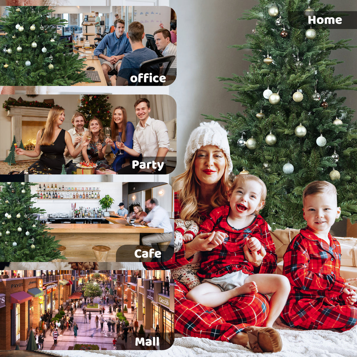 7.5FT Christmas Tree Simulate Nature Advanced Materials Premium Hinged Spruce Artificial Douglas Firs Tree, Christmas Holiday Party Atmosphere Decoration New Year Celebration PE Xmas Tree