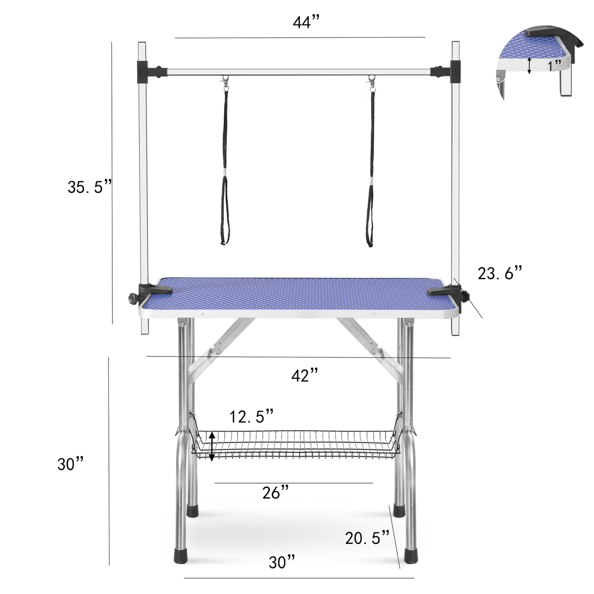 Large Grooming Table for Pet Dog and Cat with Adjustable Arm and Clamps Large Heavy Duty Animal grooming table, 42''/Blue