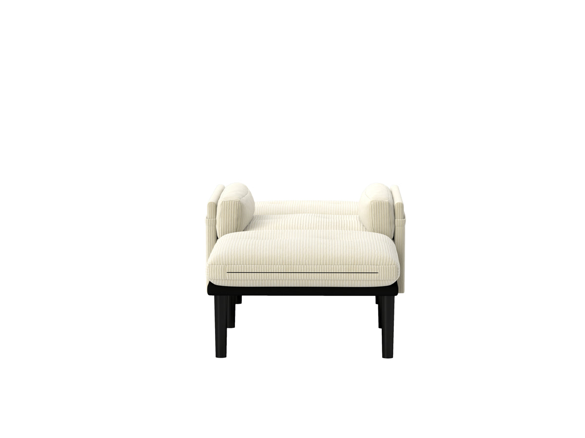 [SantaChoice] Ivory Corduroy Multi-Functional Adjustable Sofa, Convertible Lounge Chair and Guest Bed