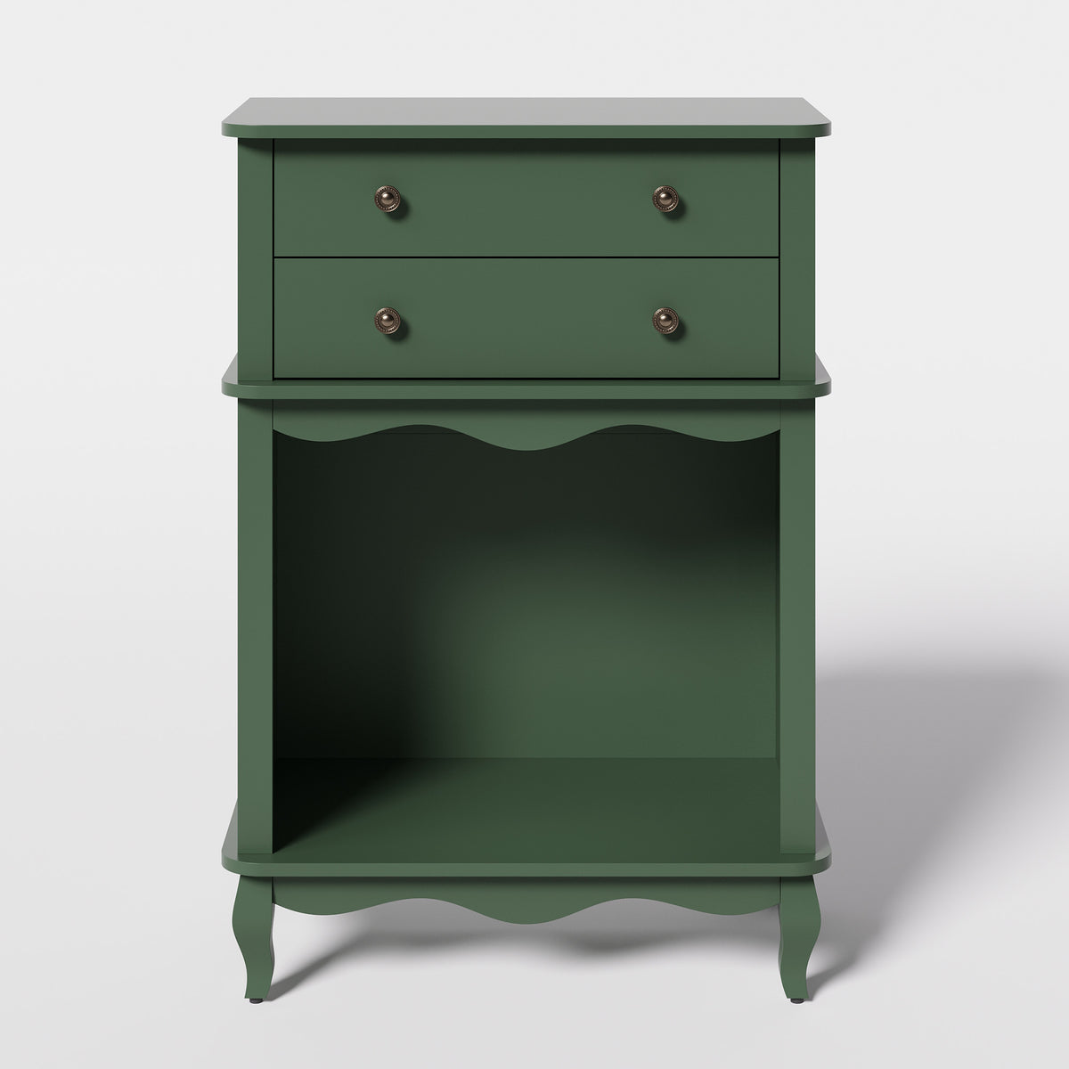 Pet Storage Cabinet with Wall Mounted Cabinet, 2 Drawers and Semi-Open Space, Hidden Cat Litter Box, Multi-Functional End Table-Green