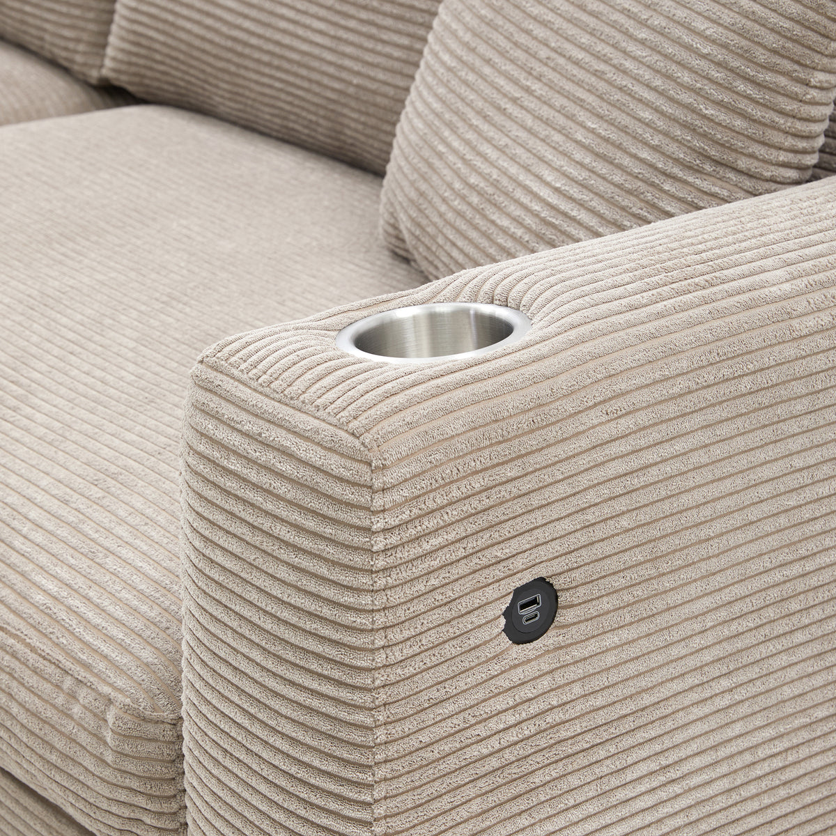 [SantaChoice] 134*54"Oversized Corduroy Sectional Sofa,L Shaped Cloud Couch with USB Charging Port,Cup Holder,Deep Seat Sofa Bed with 50" Chaise,Comfy Indoor Furniture for Living Room,3 Colors