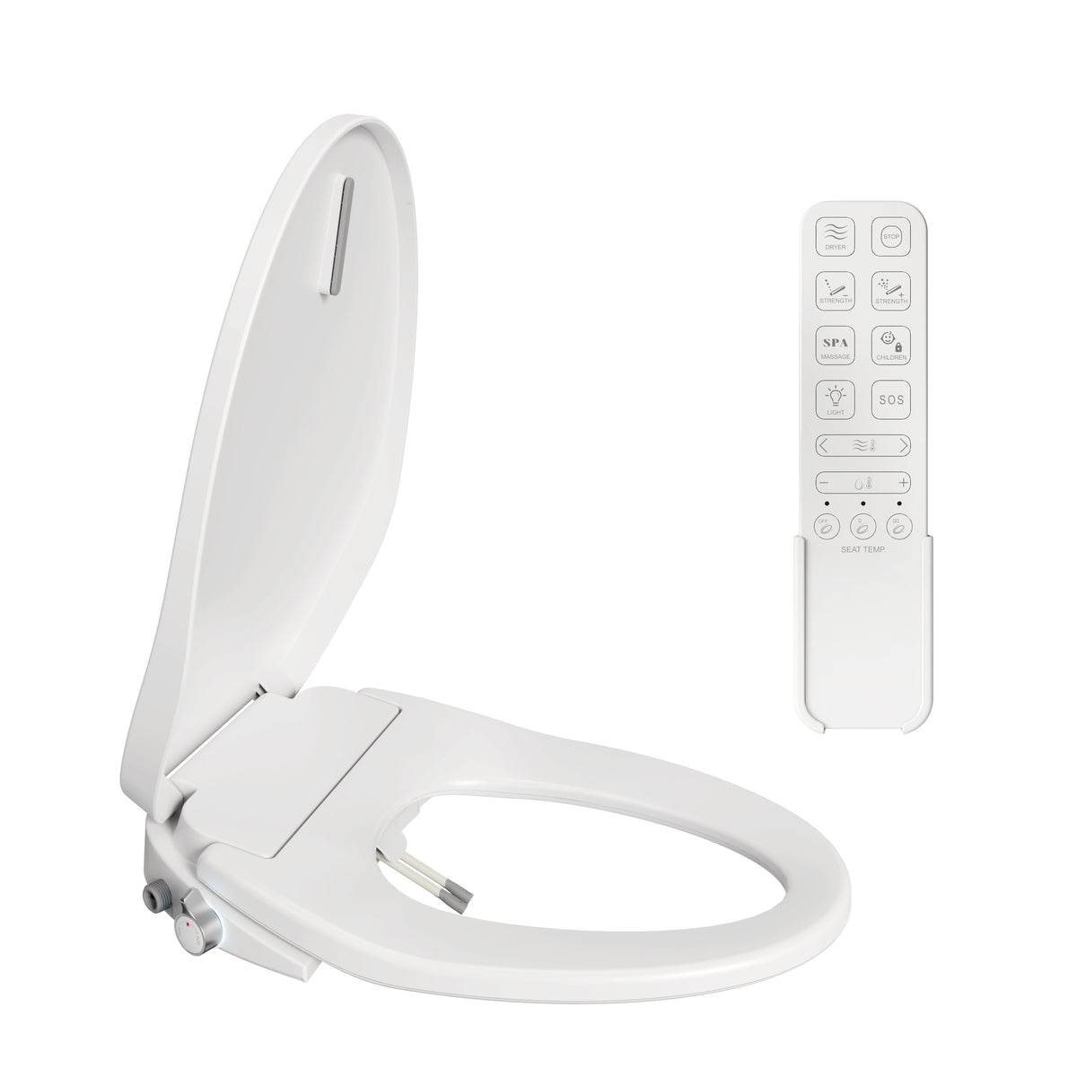 Electric Cushion Toilet Seat, Warm Water with Air Dryer, Heated Seat with Sensor and Slow Closing Cover, Strong and Weak Massage Cleaning, Night Light, Remote Control,