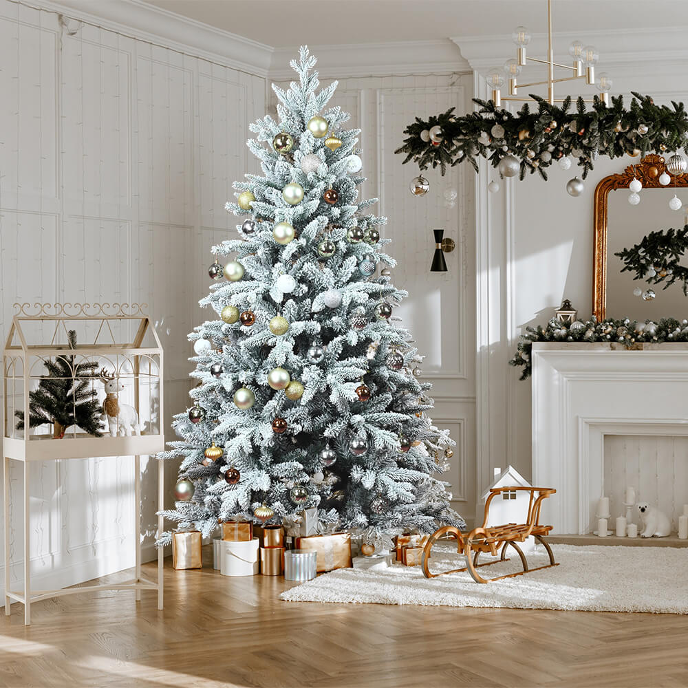 Artificial Christmas Tree Unlit Hinged Spruce Xmas Tree for Indoor Outdoor US-LU 2