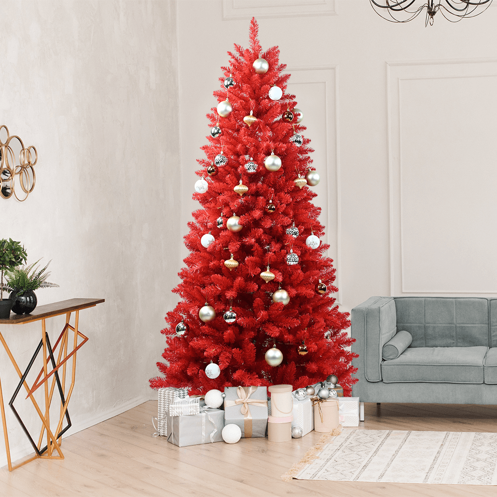 Artificial Christmas Tree Unlit Hinged Spruce Xmas Tree for Indoor Outdoor US-VA 2