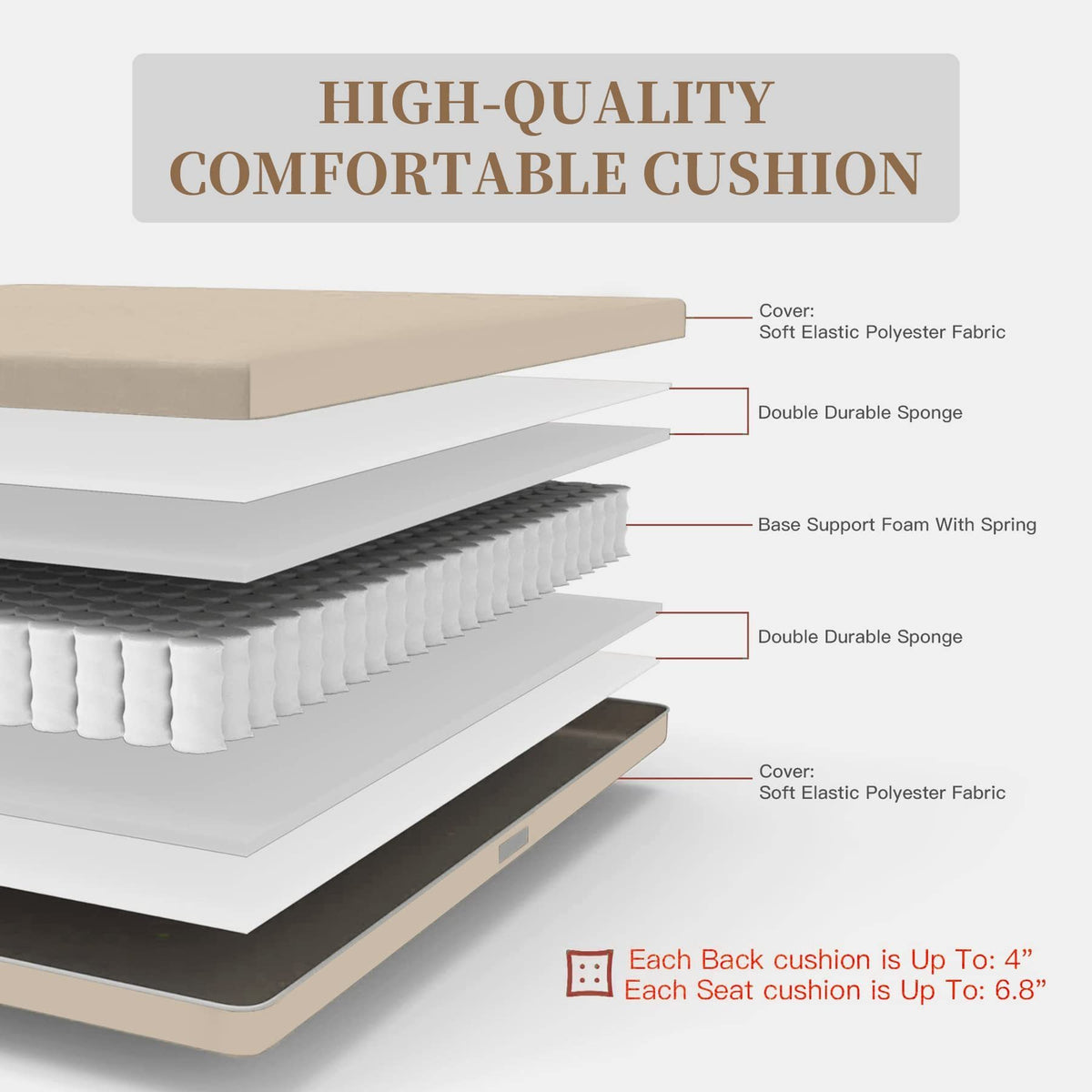 Outdoor Wicker Patio Furniture Sets 4 Pieces, All-Weather Aluminum Rattan Padded Sofa Patio Conversation Sets with 2 Pillows for Porch Deck Garden(Khaki