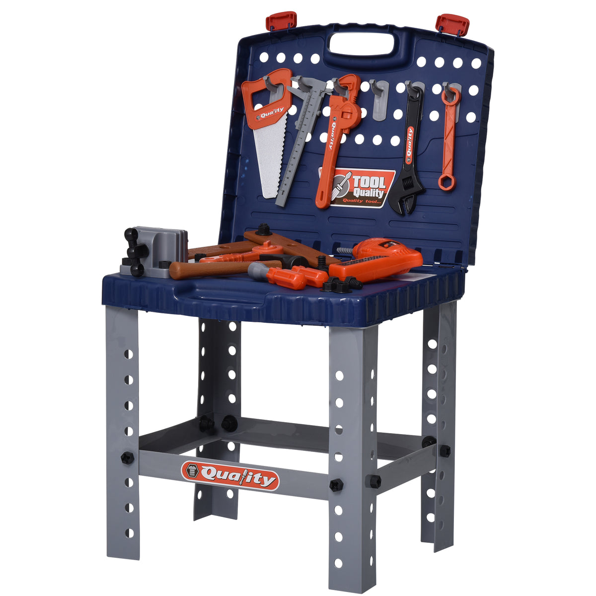 68 Pcs Kids Tool Bench, Foldable Pretend Workbench Toy Tool Set, Power Tools Workshop with Electric Drill for Toddler 3 to 6 Years Old