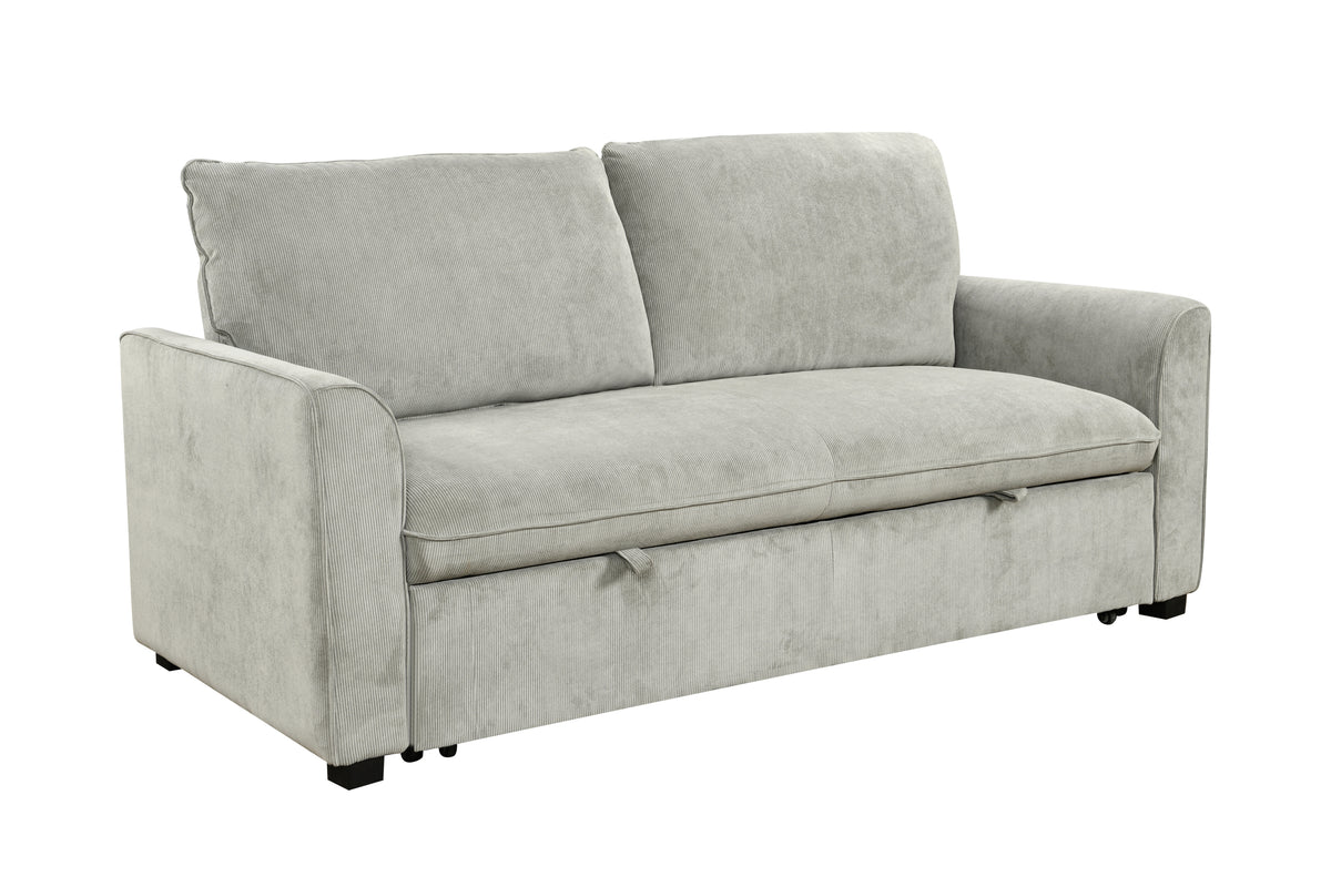 [SantaChoice] 78 Inch 3 in 1 Convertible Sleeper Sofa Bed, Modern Fabric Loveseat Futon Sofa Couch w/Pullout Bed, Small Love Seat Lounge Sofa w/Reclining Backrest, Furniture for Living Room,Light Grey
