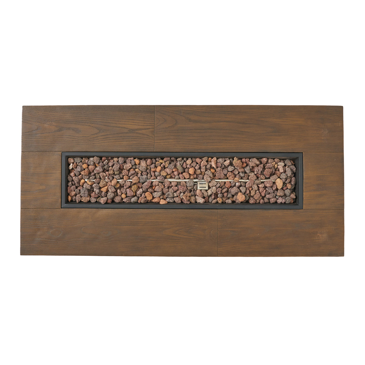 56'' Rectangular Outdoor MGO 50,000 BTU Propane Fire Pit, Brown Wood Pattern (Tank Cover not Included)