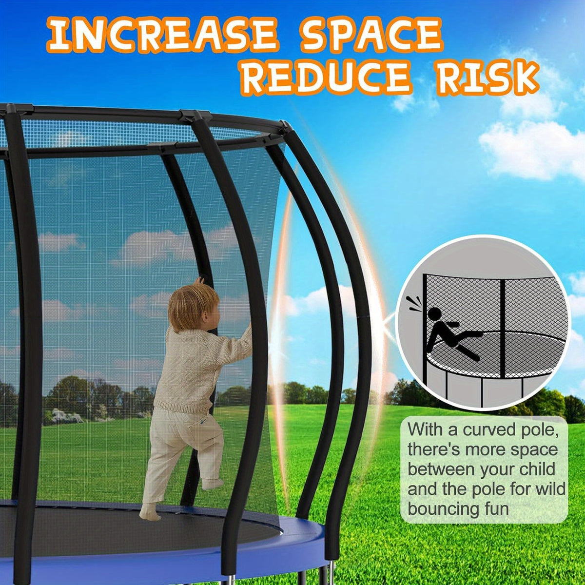 Trampoline 16FT, 12FT, 10FT, Recreational Trampolines with Enclosure Net and Ladder, Outdoor Anti-Rust Trampolines for Kids and Adults, ASTM Approved, Trampoline Outdoor with Basketball Hoop, Ladder, Rebounder Trampoline for Kids Adults with Enclosure Net