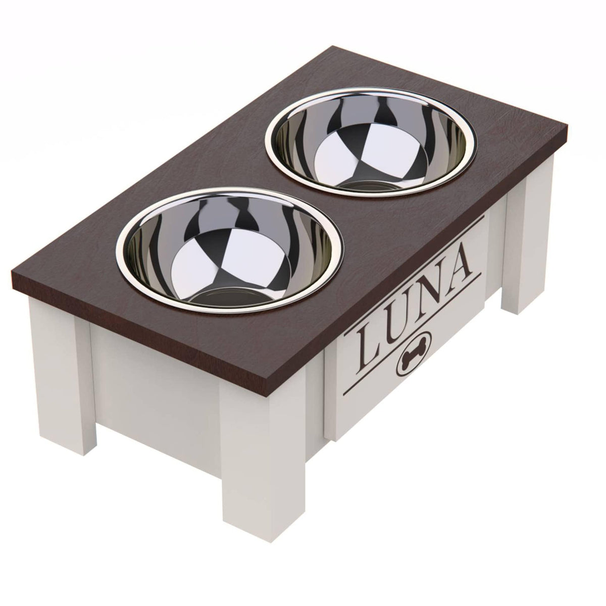 Raised Dog Bowl Stand with Internal Storage, Elevated Dog Bowls with Double Stainless Steel Dish Separate Design Easy Reach Pet Diner for Cats & Dogs